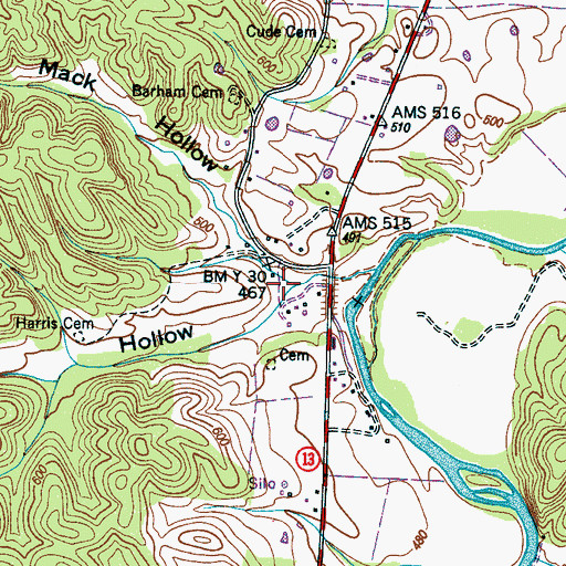 Topographic Map of Mack Hollow, TN