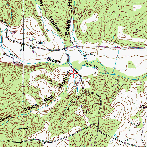 Topographic Map of Mack Roy Hollow, TN