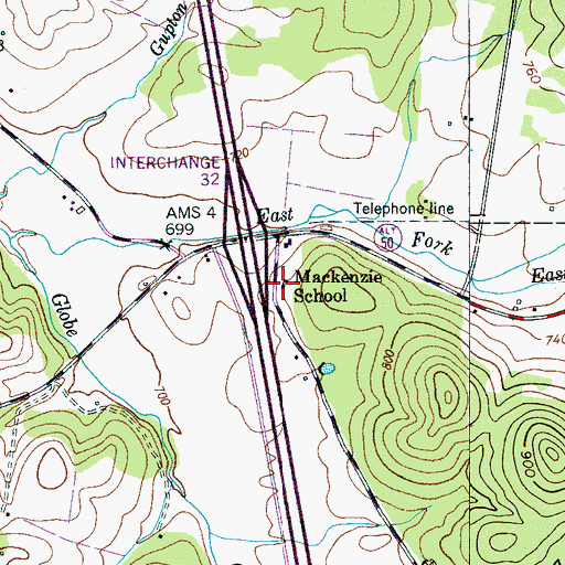 Topographic Map of Mackenzie School, TN