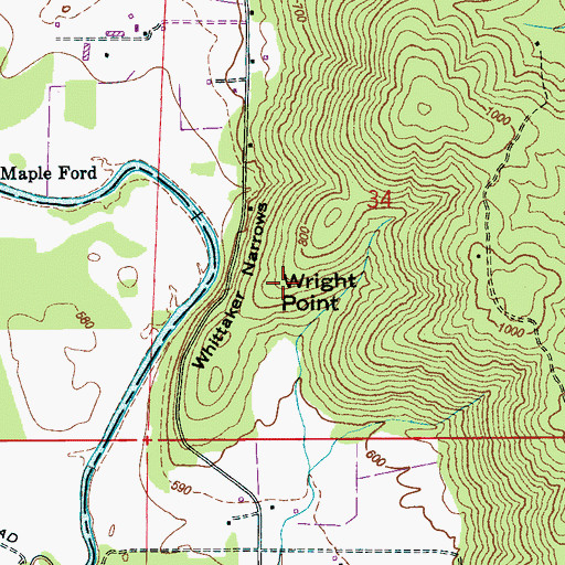 Topographic Map of Wright Point, AL