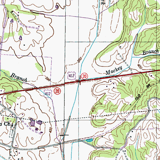 Topographic Map of Mackey Branch, TN