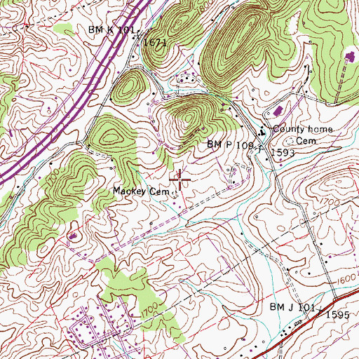 Topographic Map of Mackey Cemetery, TN