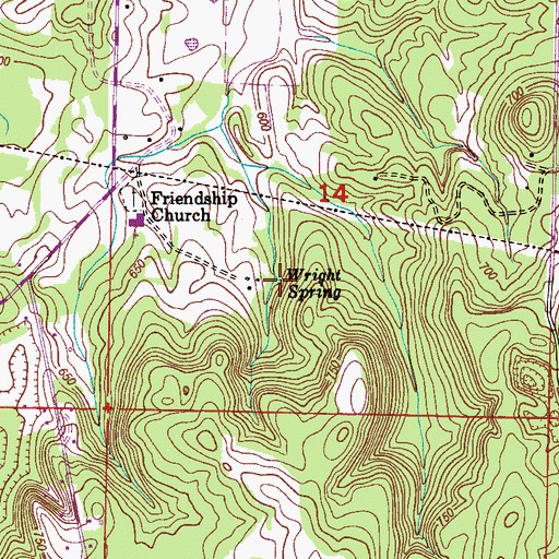 Topographic Map of Wright Spring, AL