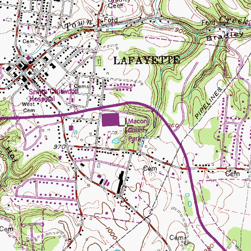 Topographic Map of Macon County Park, TN
