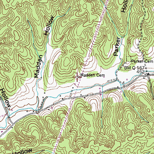 Topographic Map of Madden Cemetery, TN