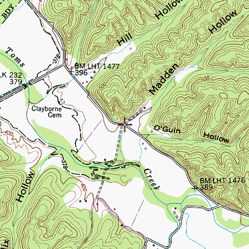 Topographic Map of Madden Hollow, TN