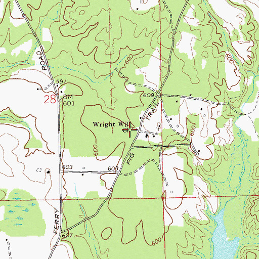 Topographic Map of Wright Will Church, AL
