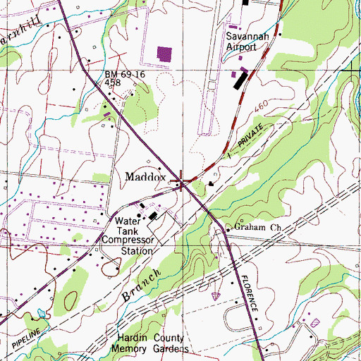 Topographic Map of Maddox, TN