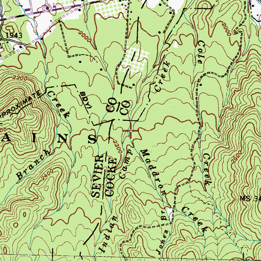 Topographic Map of Maddron Creek, TN