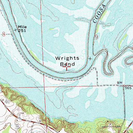 Topographic Map of Wrights Bend, AL