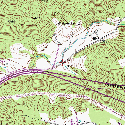 Topographic Map of Madewell Hollow, TN