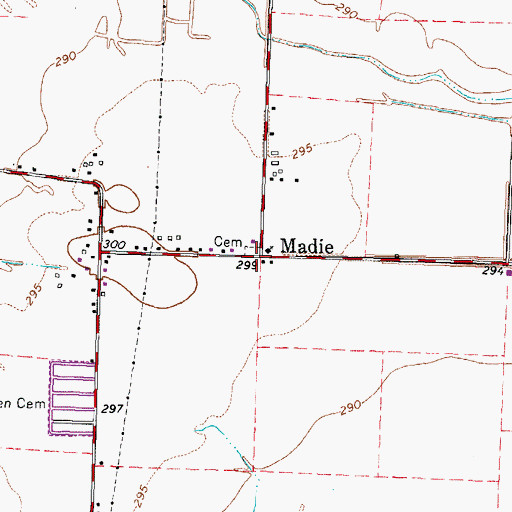 Topographic Map of Madie, TN
