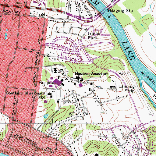 Topographic Map of Madison Academy, TN