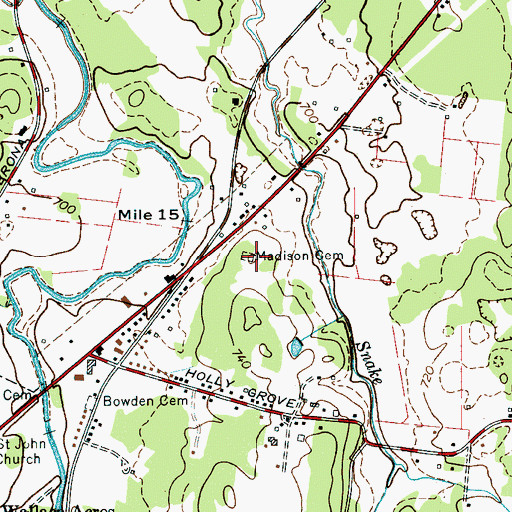 Topographic Map of Madison Cemetery, TN