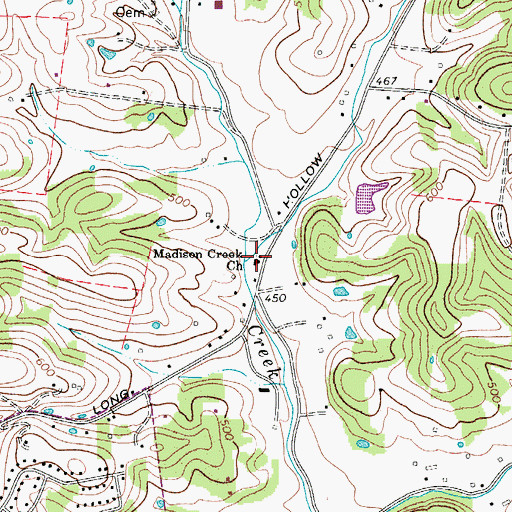 Topographic Map of Madison Creek Church, TN