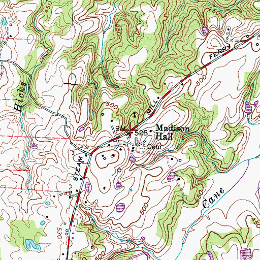 Topographic Map of Madison Hall, TN