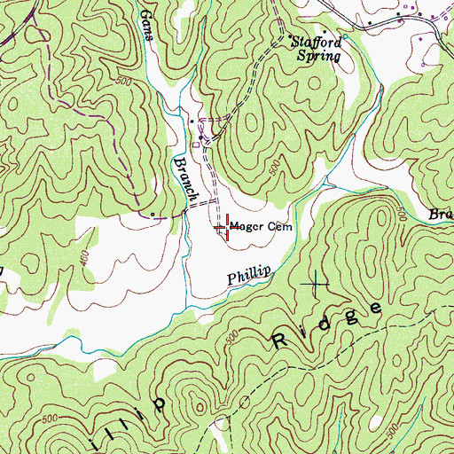 Topographic Map of Mager Cemetery, TN