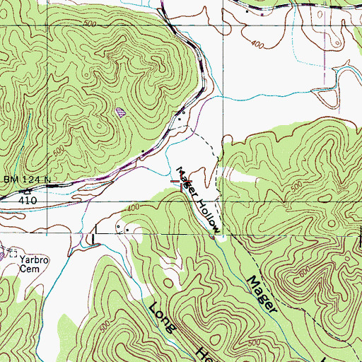 Topographic Map of Mager Hollow, TN