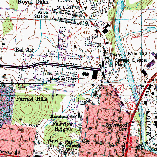Topographic Map of Maguire Cemetery, TN