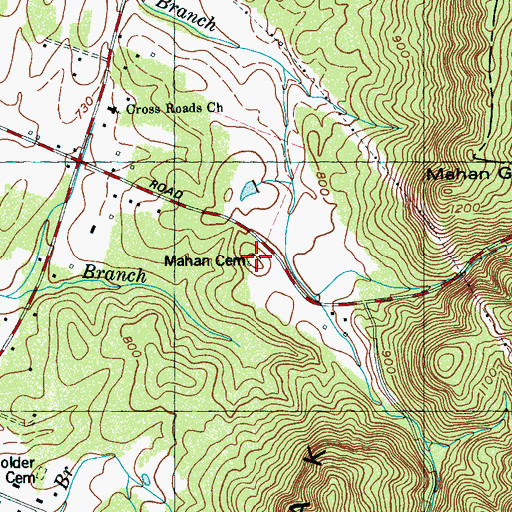 Topographic Map of Mahan Cemetery, TN