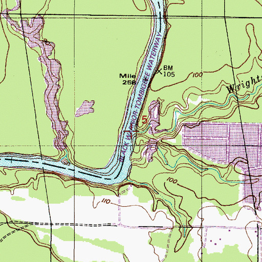 Topographic Map of Wrights Creek, AL