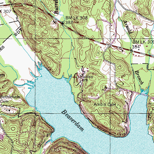 Topographic Map of Maiden Cemetery, TN