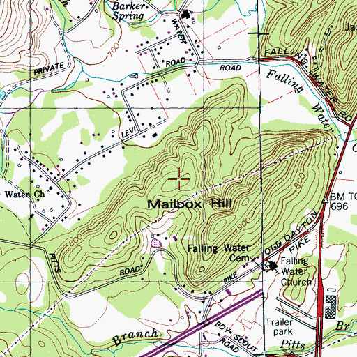 Topographic Map of Mailbox Hill, TN