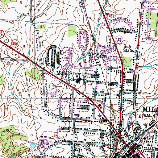 Topographic Map of Main Street School, TN