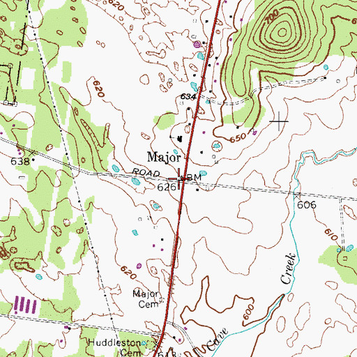 Topographic Map of Major, TN