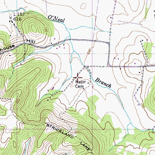 Topographic Map of Major Cemetery, TN