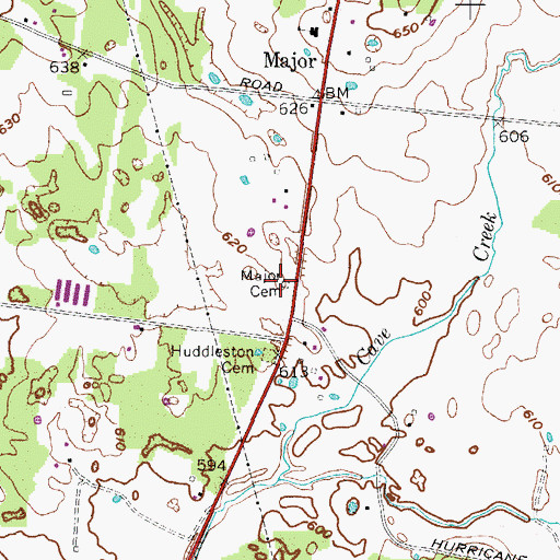 Topographic Map of Major Cemetery, TN