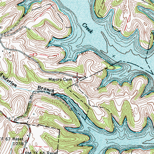 Topographic Map of Majors Cemetery, TN