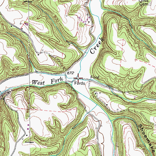 Topographic Map of Malden Branch, TN