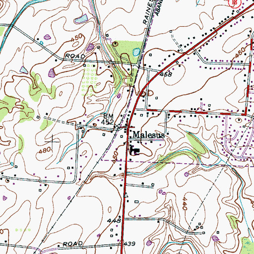 Topographic Map of Malesus, TN
