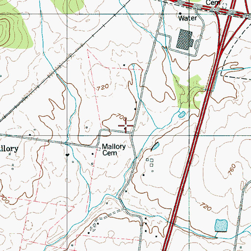Topographic Map of Mallory School, TN