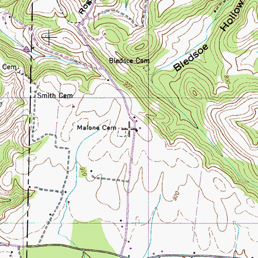 Topographic Map of Malone Cemetery, TN