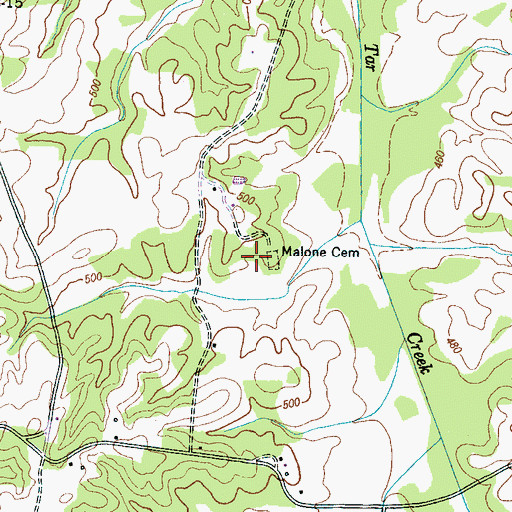 Topographic Map of Malone Cemetery, TN