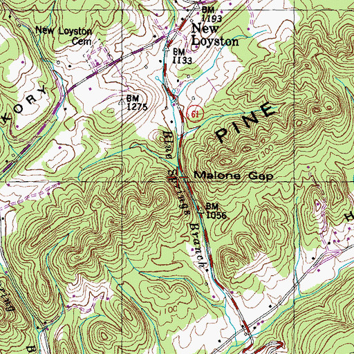 Topographic Map of Malone Gap, TN