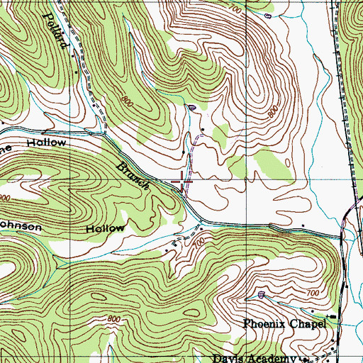 Topographic Map of Malone Hollow, TN