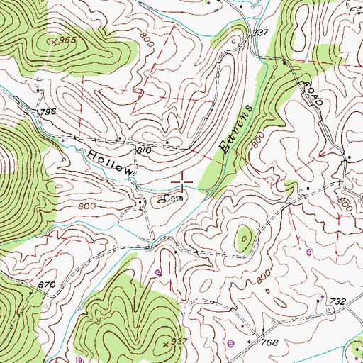 Topographic Map of Malone Hollow, TN
