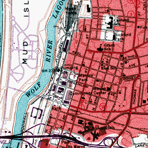 Topographic Map of Malone Park, TN
