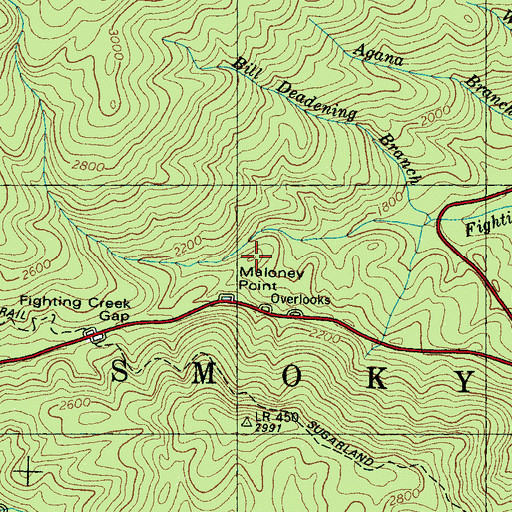 Topographic Map of Maloney Point, TN