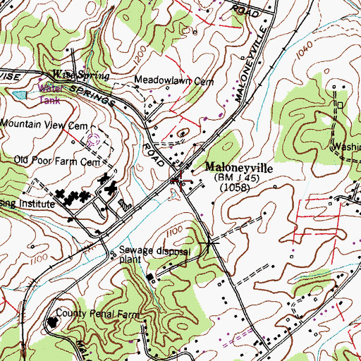 Topographic Map of Maloneyville, TN