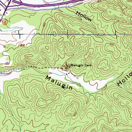 Topographic Map of Malugin Cemetery, TN