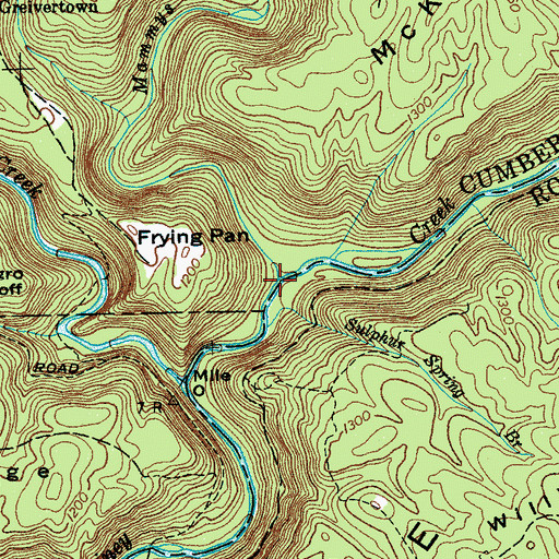 Topographic Map of Mammys Creek, TN