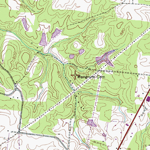Topographic Map of Mangrum Cemetery, TN