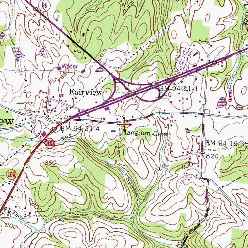 Topographic Map of Mangrum Cemetery, TN