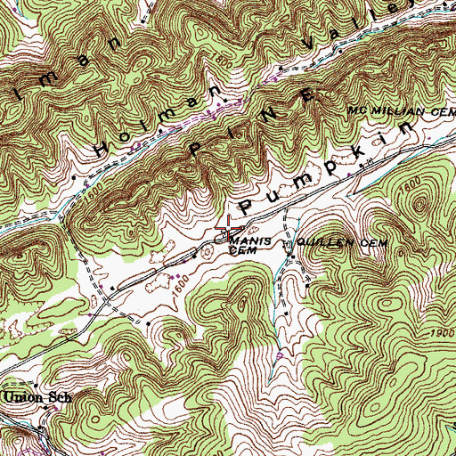 Topographic Map of Manis Cemetery, TN