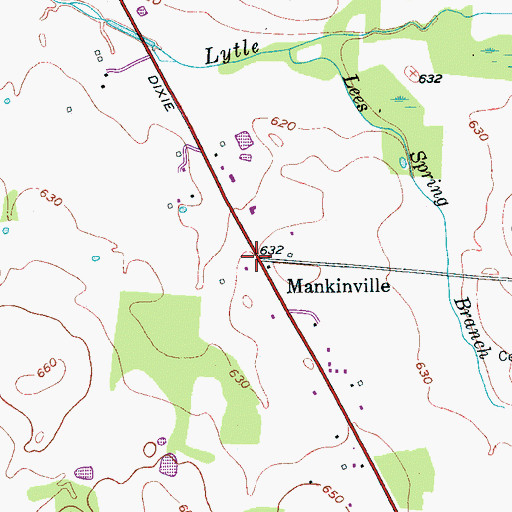 Topographic Map of Mankinville, TN