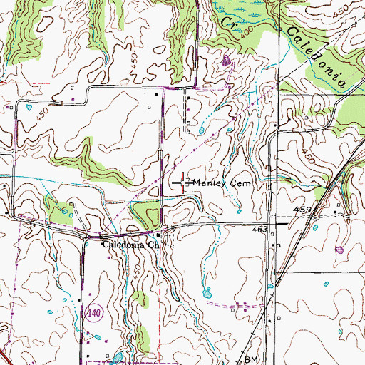 Topographic Map of Manley Cemetery, TN